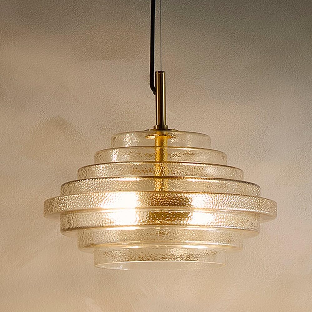 Amber-Kupfer-Glas-Tischlampe, Stehlampe oder Deckenpendelleuchte mit Messing-Finish und Marmorlampenfüßen
