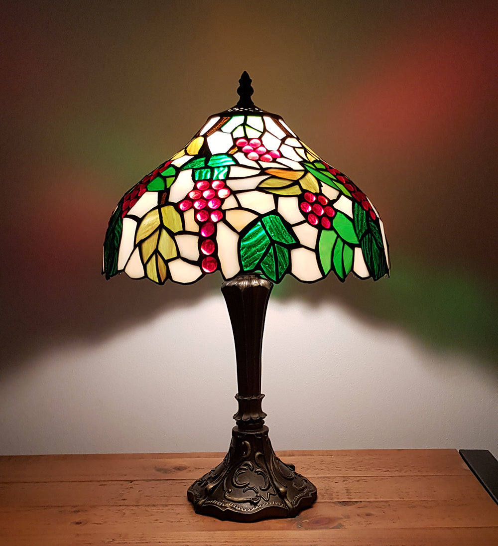 KLiving 12" Handley Antik Messing Tiffany Tischlampe/Glas-Schirm mit gefärbtem Blatt