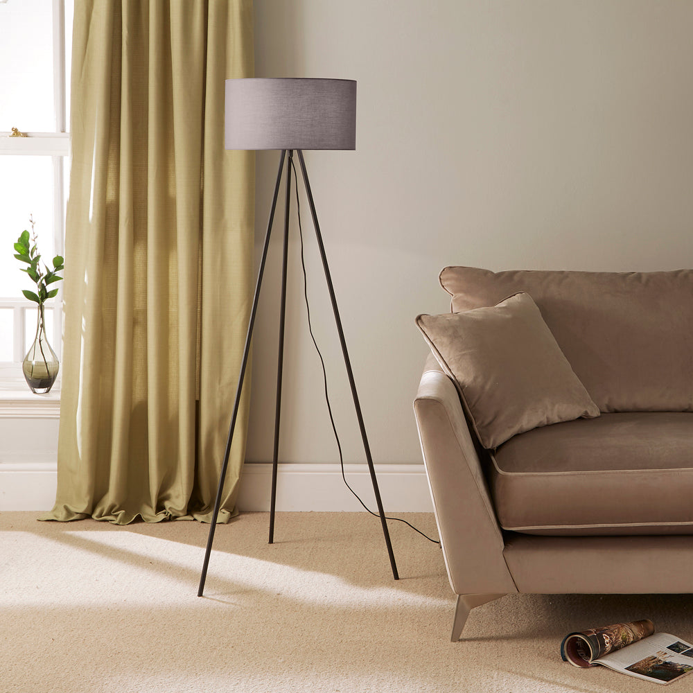 Leena Minimalistische Metall-Stativ-Stehlampe oder Tischlampe in Creme, Grau oder Schwarz