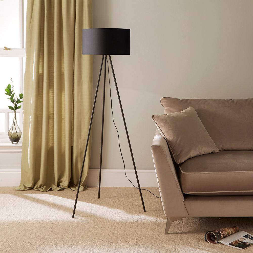 Leena Minimalistische Metall-Stativ-Stehlampe oder Tischlampe in Creme, Grau oder Schwarz