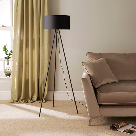 Leena Minimalistische Metall-Stativ-Stehlampe oder Tischlampe in Creme, Grau oder Schwarz