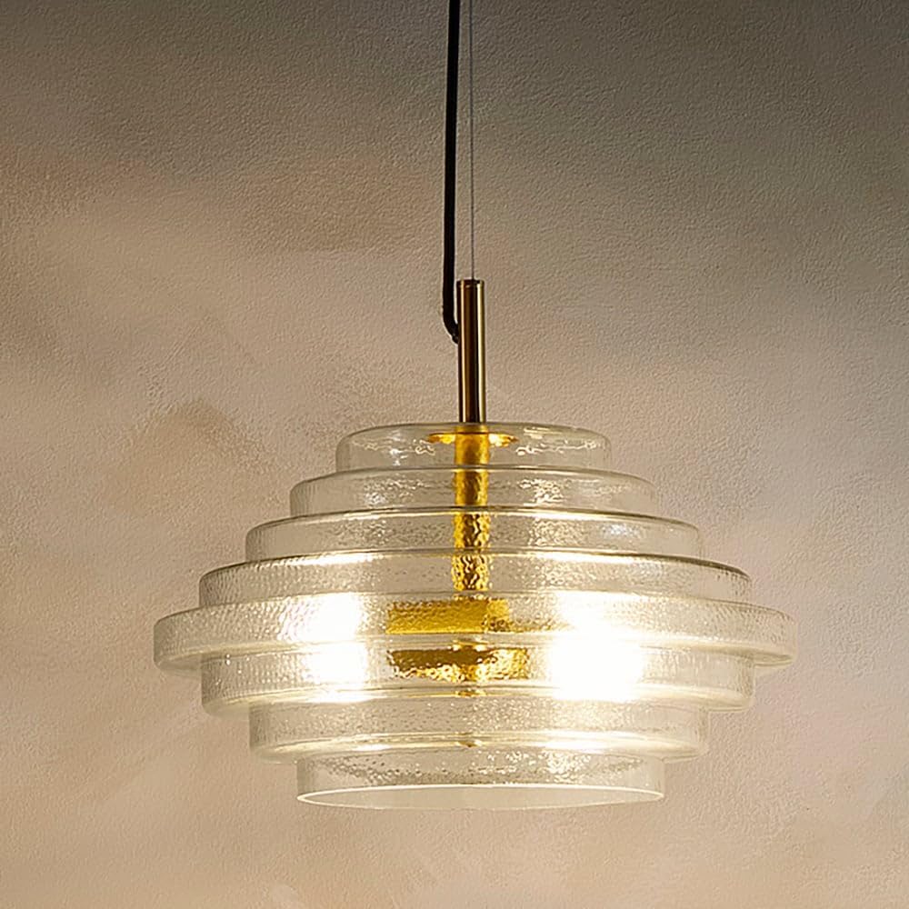 Klare Glas-Tischlampe, Stehlampe oder Deckenpendelleuchten-Kollektion mit Messing-Finish und Marmorlampenfüßen