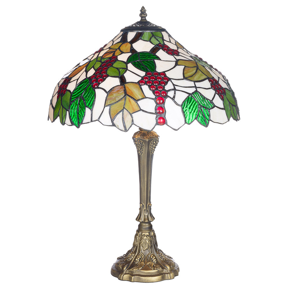 KLiving 12" Handley Antik Messing Tiffany Tischlampe/Glas-Schirm mit gefärbtem Blatt